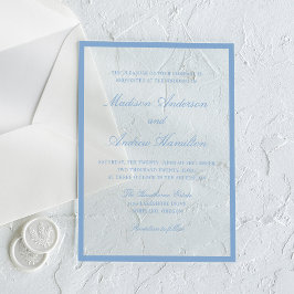 Invitaciones Acrílicas Boda con borde azul moderno