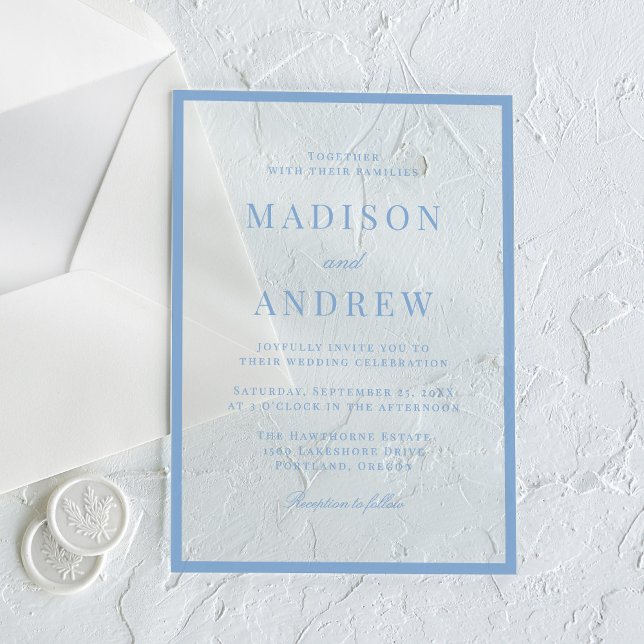Invitaciones Acrílicas Boda con borde azul moderno (Subido por el creador)