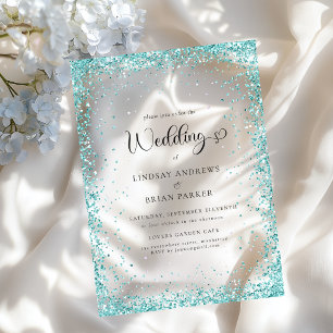 Invitaciones Acrílicas Boda con Brillo de Menta Moderna