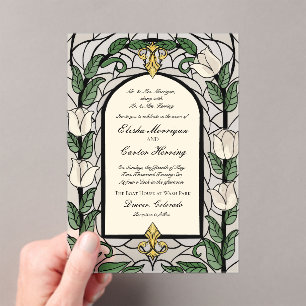 Invitaciones Acrílicas Boda con Efecto de Vidrio Emplomado de Tulipán