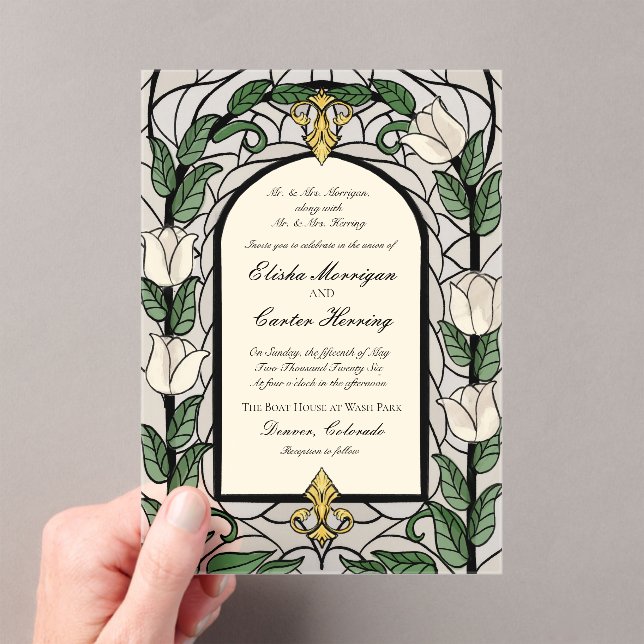 Invitaciones Acrílicas Boda con Efecto de Vidrio Emplomado de Tulipán (Insitu (portátil))