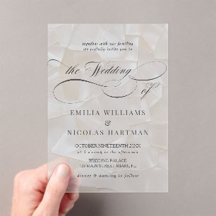 Invitaciones Acrílicas Boda con letra elegante moderna