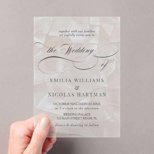 Invitaciones Acrílicas Boda con letra elegante moderna (Insitu (portátil))