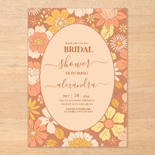 Invitaciones Acrílicas Boda con tema Retro Groovy de los 70 
