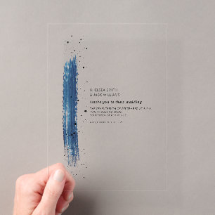 Invitaciones Acrílicas Boda con Trazo de Pincel Azul