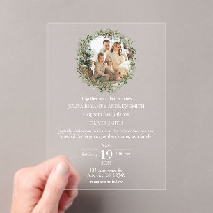 Invitaciones Acrílicas Boda con un niño boda de fotografía verde