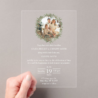 Invitaciones Acrílicas Boda con un niño boda de fotografía verde