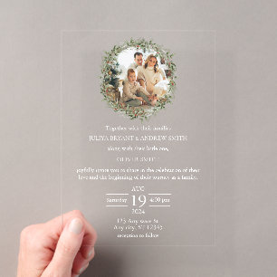 Invitaciones Acrílicas Boda con una foto verde de niño en la boda