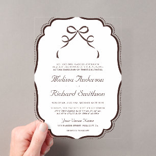 Invitaciones Acrílicas Boda Coquette Café Espresso Marrón