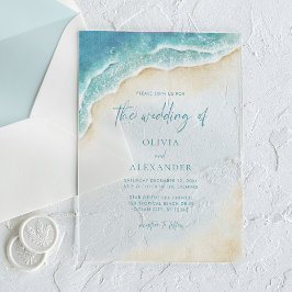 Invitaciones Acrílicas Boda costero acuático Ocean Beach