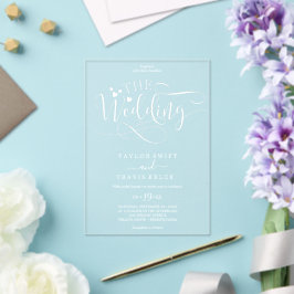 Invitaciones Acrílicas Boda de acrílico con caligrafía blanca romántica