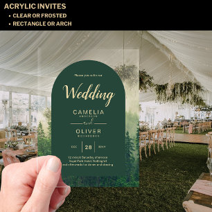 Invitaciones Acrílicas Boda de Acrílico Forestal Invita a los Pinos Misty