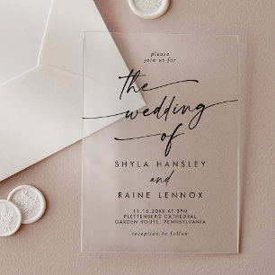 Invitaciones Acrílicas Boda de Acrílico Transparente Moderno Simple Boho