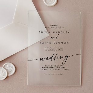 Invitaciones Acrílicas Boda de Acrílico Transparente Rústico Simple Chic