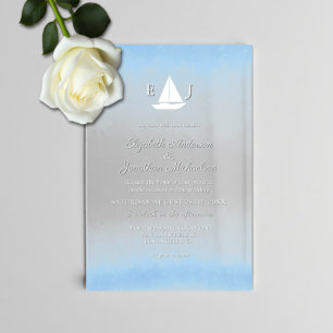 Invitaciones Acrílicas Boda de Acuarela Agua Conoce el Cielo