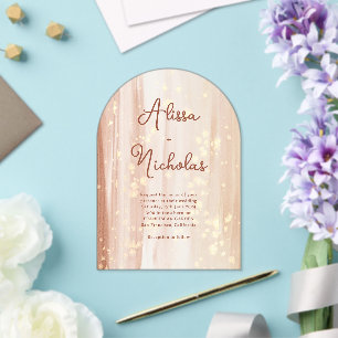 Invitaciones Acrílicas Boda de Acuarela con Terracota Rústica y Dorado