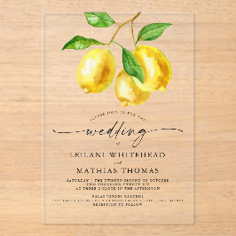 Invitaciones Acrílicas Boda de acuarela de Cítricos limón