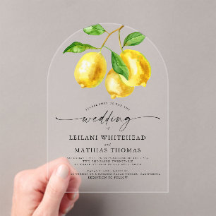 Invitaciones Acrílicas Boda de acuarela de Cítricos limón