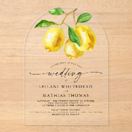 Invitaciones Acrílicas Boda de acuarela de Cítricos limón