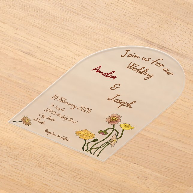 Invitaciones Acrílicas Boda de acuarela mínima para el paquetería simple  (Distribución)