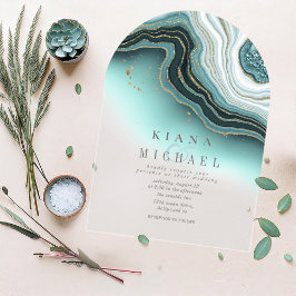 Invitaciones Acrílicas Boda de Ágata Cristalina Teal Arco ID825