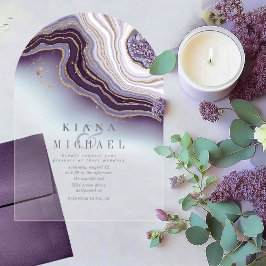 Invitaciones Acrílicas Boda de Ágata Cristalino Amatista Arco ID825