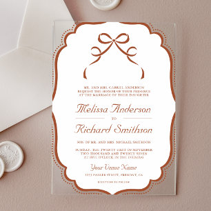 Invitaciones Acrílicas Boda de arco coqueto de terracota