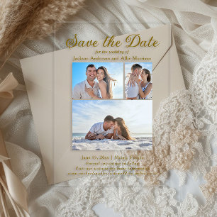 Invitaciones Acrílicas Boda de Arco de 2 caras con crema moderna para fot