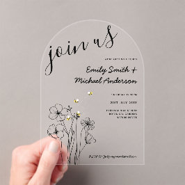 Invitaciones Acrílicas Boda de arco de abeja y botánico acrílico Heritage