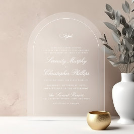 Invitaciones Acrílicas Boda de arco de escritura clásica simple y elegant