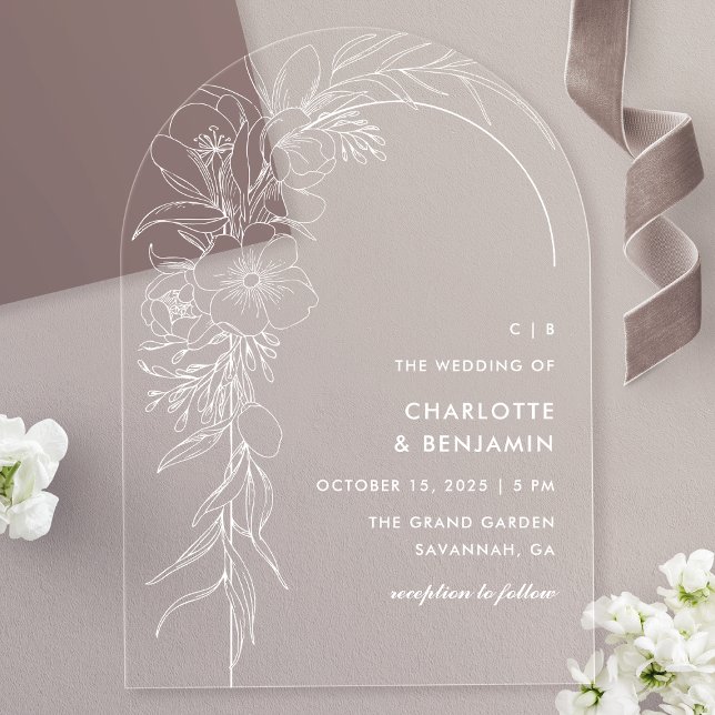 Invitaciones Acrílicas Boda de Arco de Floral Blanca (Subido por el creador)