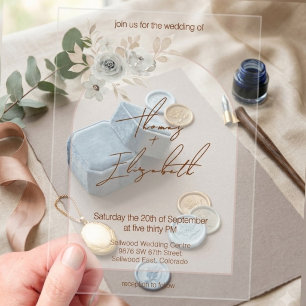 Invitaciones Acrílicas Boda de arco floral moderno elegante y suave taupe