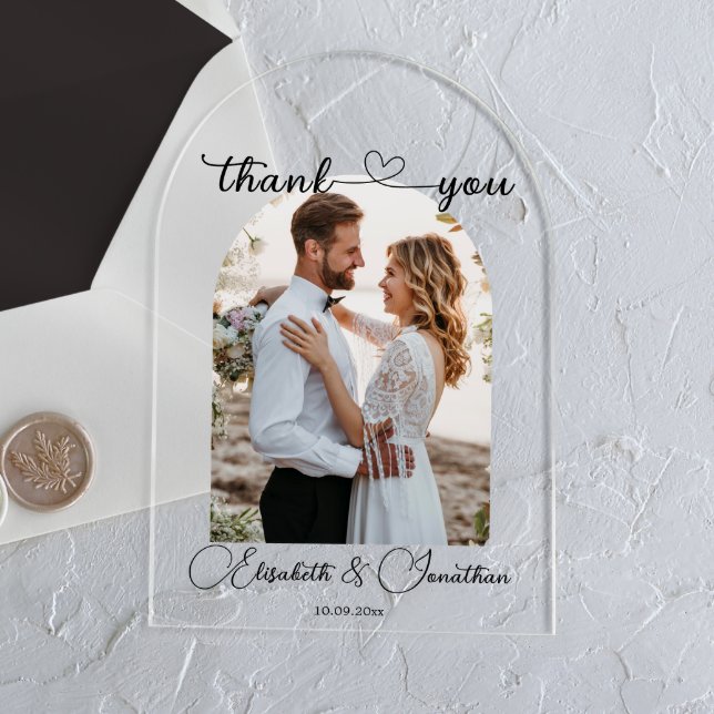 Invitaciones Acrílicas Boda de arco fotográfico con guión simple minimali (Subido por el creador)