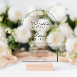 Invitaciones Acrílicas Boda de Arco Negro de Dinero Antiguo Moderno