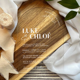 Invitaciones Acrílicas Boda de arco único botánico dibujado a mano simple