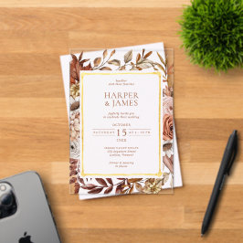 Invitaciones Acrílicas Boda de armazón floral de otoño de acuarela rústic