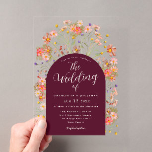 Invitaciones Acrílicas Boda de Arquitectura Floral Silvestre Rústica de O