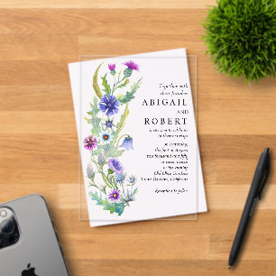 Invitaciones Acrílicas Boda de arreglo floral de flor silvestre acuarela