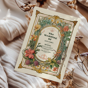 Invitaciones Acrílicas Boda de Art Nouveau floral vintage