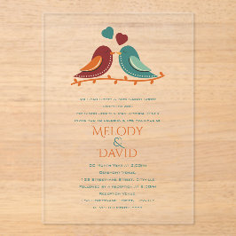 Invitaciones Acrílicas Boda de Aves de Amor