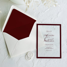 Invitaciones Acrílicas Boda de Burgundy de Dinero Antiguo