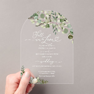 Invitaciones Acrílicas Boda de calabaza de vegetación enamorada