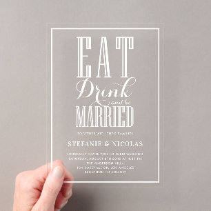 Invitaciones Acrílicas Boda de Caligrafía con Letra a Mano en Blanco