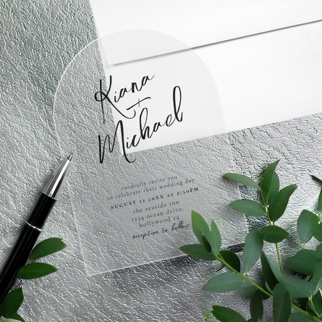 Invitaciones Acrílicas Boda de caligrafía de amor B&W Arch ID940 (Subido por el creador)