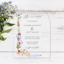 Boda de Caligrafía de Flor Silvestre Acuarela Boho