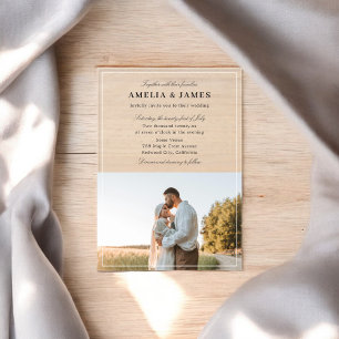 Invitaciones Acrílicas Boda de Caligrafía Elegante Foto