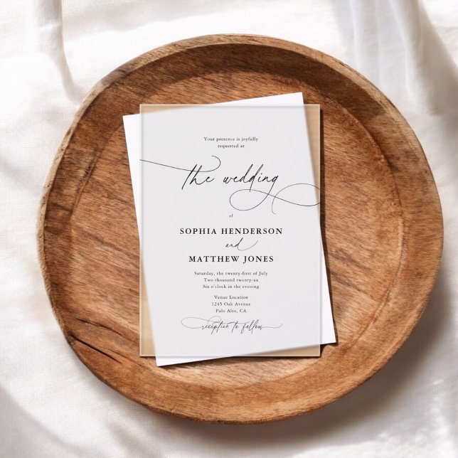 Invitaciones Acrílicas Boda de caligrafía elegante minimalista (Subido por el creador)