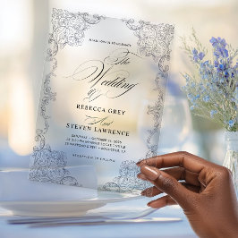 Invitaciones Acrílicas Boda de Caligrafía Formal Elegante Transparente