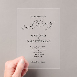 Invitaciones Acrílicas Boda de caligrafía minimalista simple y elegante