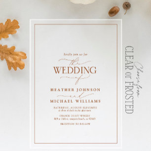 Invitaciones Acrílicas Boda de Caligrafía Moderna de Terracota